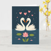 Romantic Swan Love Story Card カード (黄色い花)
