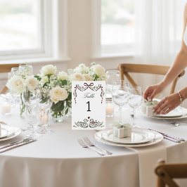 Romantic Swans & Bow Table Number card テーブルナンバー