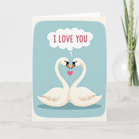 Romantic Swans Heart Love Matte Card カード (正面)