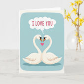 Romantic Swans Heart Love Matte Card カード (黄色い花)