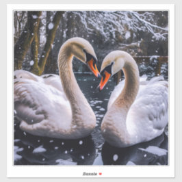 Romantic Swans in a Winter Wonderland シール