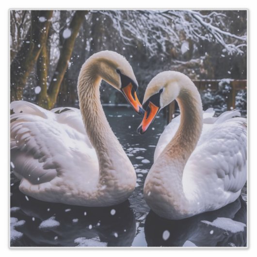 Romantic Swans in a Winter Wonderland シール (正面)