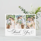 Romantic Swirly Calligraphy Wedding 4 Photo  サンキューカード (スタンド正面)