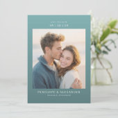 Romantic Teal Minimalist Photo セーブザデート (スタンド正面)