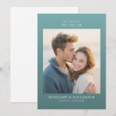 Romantic Teal Minimalist Photo セーブザデート (正面/裏面)