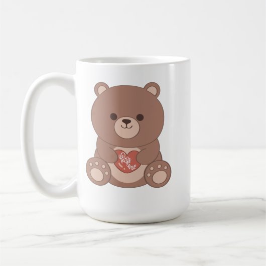 Romantic Teddy Bear & Hearts Mug コーヒーマグカップ (左)