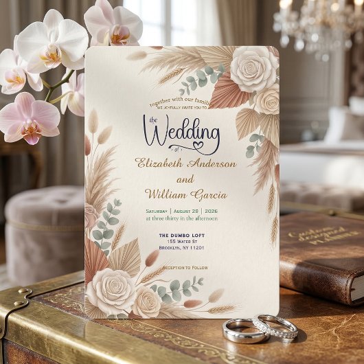 Romantic Terracotta Boho Chic Wedding 招待状