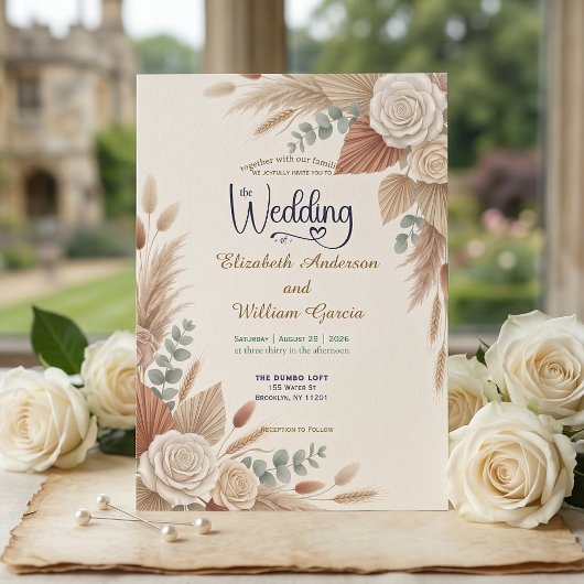 Romantic Terracotta Boho Chic Wedding 招待状