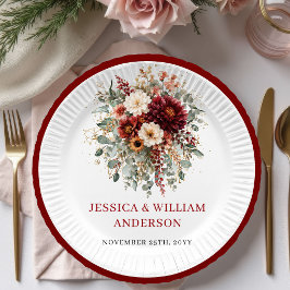 Romantic Terracotta Boho Wedding Paper Plates ペーパープレート
