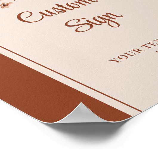 Romantic Terracotta Pampas Sage Boho Floral Custom ポスター (角)