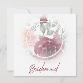 Romantic Thank You Bridesmaids Classic Floral Pink