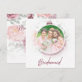Romantic Thank You Bridesmaids Classic Floral Pink