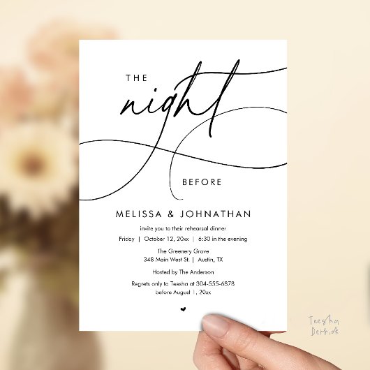 Romantic The Night Before Wedding Rehearsal Dinner 招待状