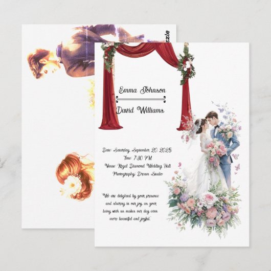 Romantic Theater Arch Wedding Invitation Card ポストカード (正面/裏面)