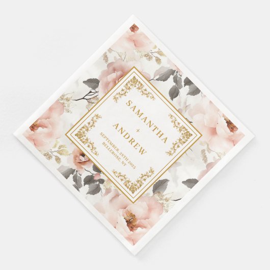 Romantic & Timeless blush floral wedding napkins (コーナー)