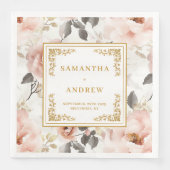 Romantic & Timeless blush floral wedding napkins (正面)