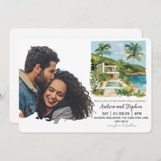 Romantic Tropical Island Wedding 招待状 (正面/裏面)