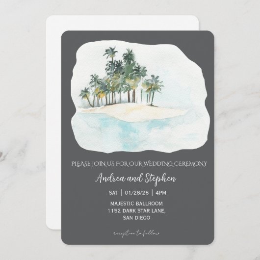 Romantic Tropical Island Wedding 招待状 (正面/裏面)