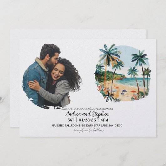 Romantic Tropical Island Wedding 招待状 (正面/裏面)