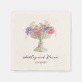 Romantic Tuscan Garden Urn with Flowers Wedding スタンダードカクテルナプキン (正面)