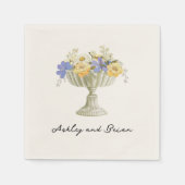 Romantic Tuscan Garden Urn with Flowers Wedding スタンダードカクテルナプキン (正面)