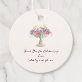 Romantic Tuscan Garden Urn with Flowers Wedding フェイバータグ (正面)