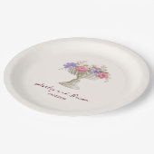 Romantic Tuscan Garden Urn with Flowers Wedding ペーパープレート (アングル)