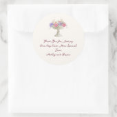 Romantic Tuscan Garden Urn with Flowers Wedding ラウンドシール (バッグ)