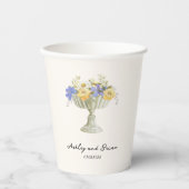 Romantic Tuscan Garden Urn with Flowers Wedding 紙コップ (正面)