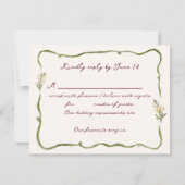 Romantic Tuscan Garden Whimsical Floral Wedding 出欠カード (正面)