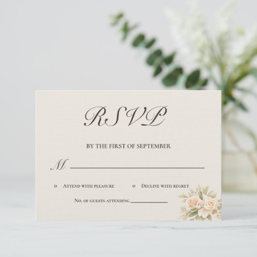 Romantic Tuscan Villa Calligraphy RSVP Card (スタンド正面)