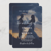 Romantic Twilight Silhouette Photo Script Wedding  招待状 (正面/裏面)