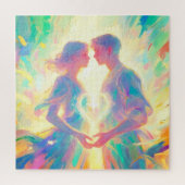 Romantic Twin Soul Love Man and Woman with Heart - ジグソーパズル (縦)