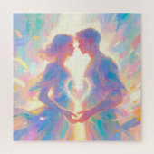 Romantic Twin Soul Love Man and Woman with Heart - ジグソーパズル (縦)