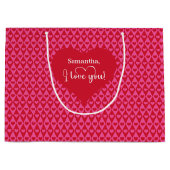 Romantic Valentine Gift Bag I Love You Heart Desig ラージペーパーバッグ (正面)