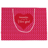 Romantic Valentine Gift Bag I Love You Heart Desig ラージペーパーバッグ (裏面)