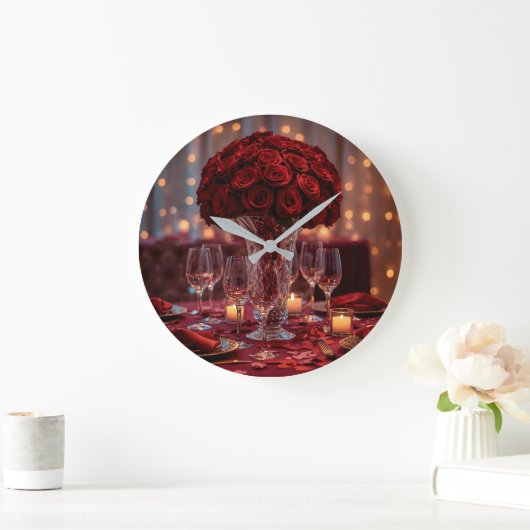 Romantic Valentine Personalized Wall Clock  ラージ壁時計 (ホーム)
