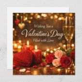 Romantic Valentine’s Day Candlelight Roses Glow シーズンカード (正面/裏面)