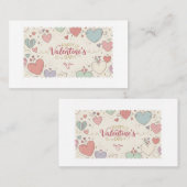 Romantic Valentine’s Day Card – Cute Heart Illustr 名刺 (正面/裏面)
