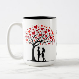 Romantic Valentine’s Day Love Tree Design ツートーンマグカップ