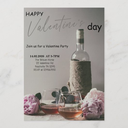 Romantic Valentine’s Day Party 招待状 (正面)
