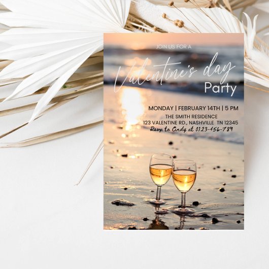 Romantic Valentine’s Day Party - Heart & Love 招待状