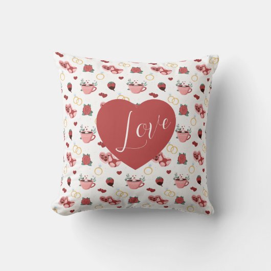 Romantic Valentine’s Day Throw Pillow クッション (正面)