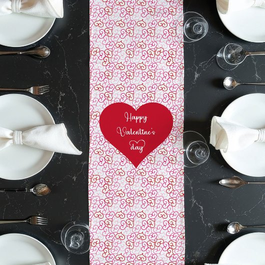 Romantic Valentine Table Runner With Love Hearts ロングテーブルランナー