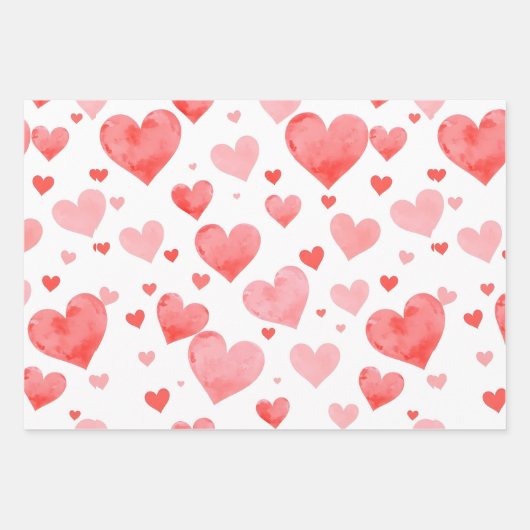 Romantic Valentine Wrapping Paper with Hearts ラッピングペーパーシート (正面3)