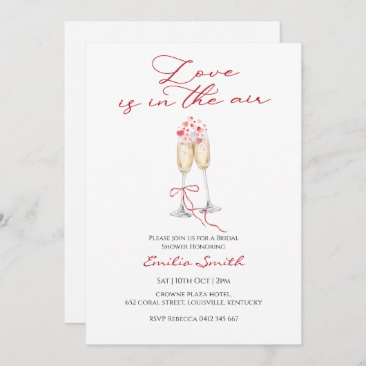 Romantic valentine's bridal shower   招待状 (正面/裏面)