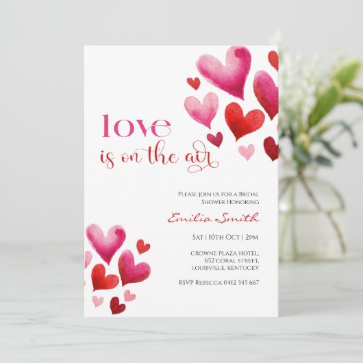 Romantic valentine's  bridal shower party 招待状 (スタンド正面)