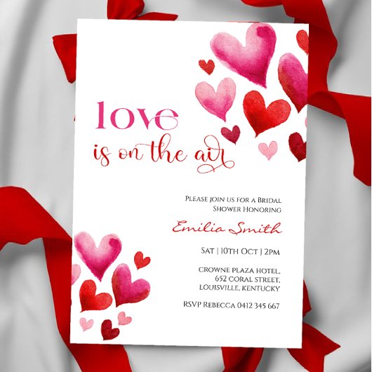 Romantic valentine's  bridal shower party 招待状