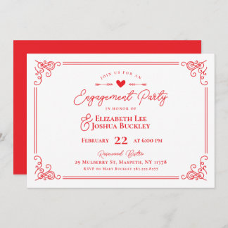Romantic Valentine's Day Engagement Party 招待状