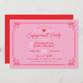 Romantic Valentine's Day Engagement Party 招待状